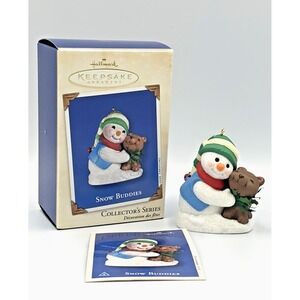 2002 Snow Buddies Hallmark Keepsake Ornament Snowman with Bear Cub #5 in Series
